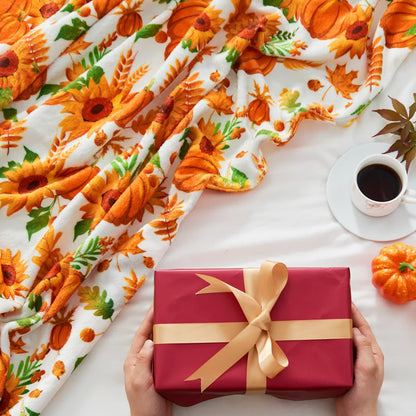 Halloween Pumpkin Sunflower Flannel Blanket - image 4