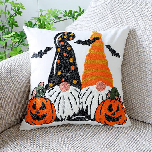Halloween Embroidered Pumpkin Pillowcase - Pumpkin Monster - 1pc Pillowcase with a pillow core - 18" x 18" - image 0