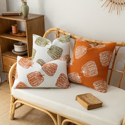 Chenille Halloween Festive Pumpkin Pillow Cover - image 0