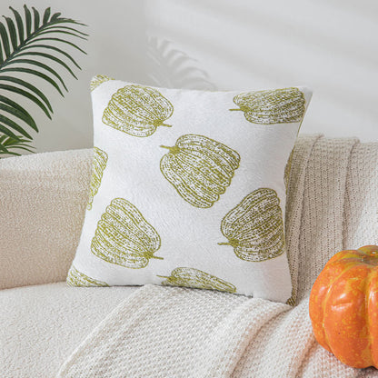 Chenille Halloween Festive Pumpkin Pillow Cover - White & Green - 18" x 18" - image 6