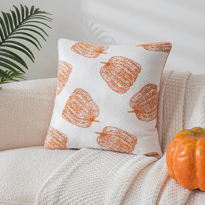 Chenille Halloween Festive Pumpkin Pillow Cover - White & Orange - 18" x 18" - image 5