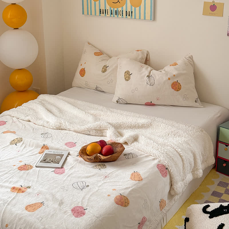 Halloween Pumpkin Sherpa Fleece Blanket - Queen - image 0