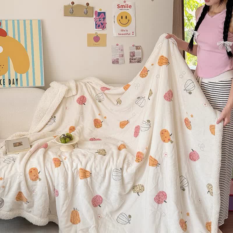 Halloween Pumpkin Sherpa Fleece Blanket - image 1