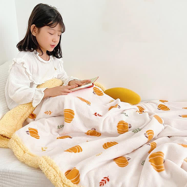 Pastoral Pumpkin Sherpa Throw Blanket - image 1