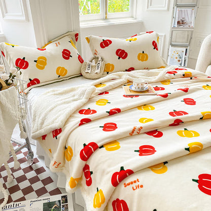 Halloween Pumpkin Fleece Duvet Cover Blanket - 2pcs Pillowcases - 19" x 29" - image 0