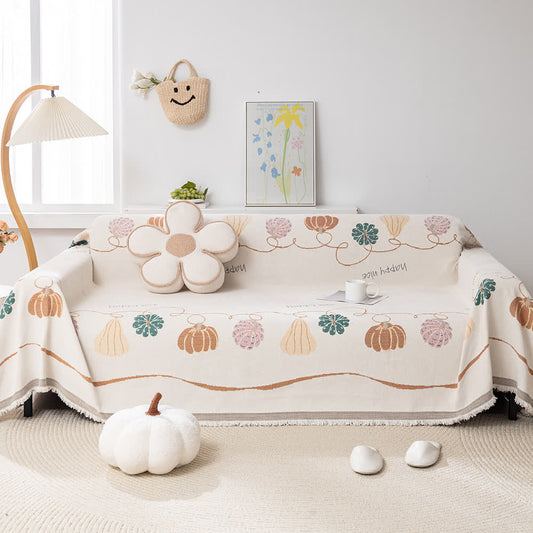 Rustic Pumpkin Chenille Anti-slip Sofa Cover - 71" x 165" - image 0