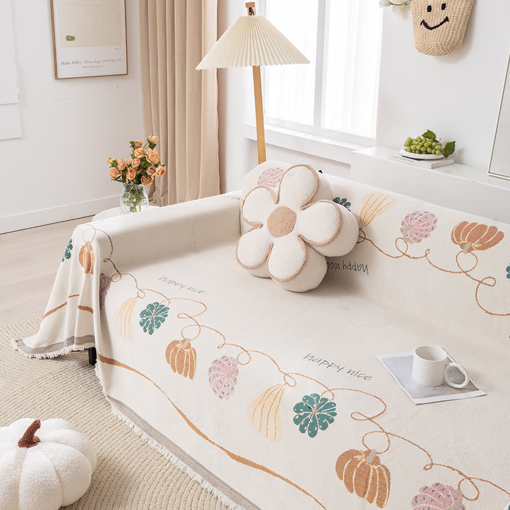 Rustic Pumpkin Chenille Anti-slip Sofa Cover - image 1