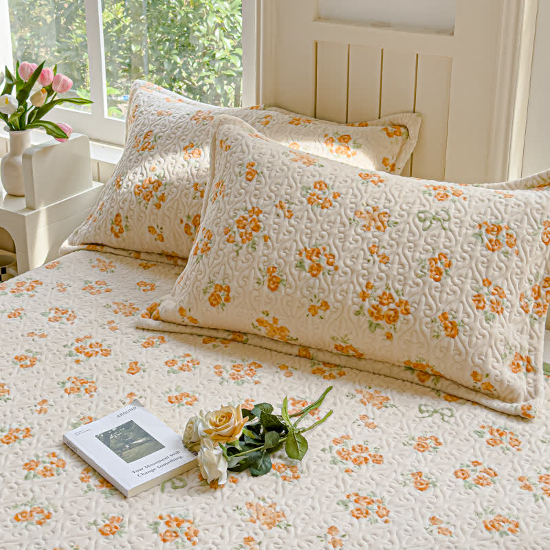 Refresh Flower Warm Velvet Bedding Set(4PCS) - 2pcs Pillowcases - 19" x 29" - image 11