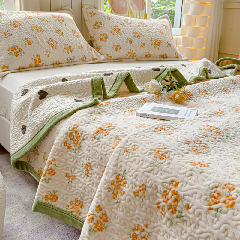 Refresh Flower Warm Velvet Bedding Set(4PCS) - image 8