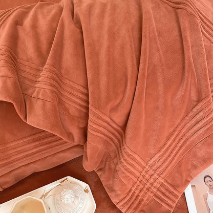 Fluffy Solid Color Flannel Bedding Set(4PCS) - image 7