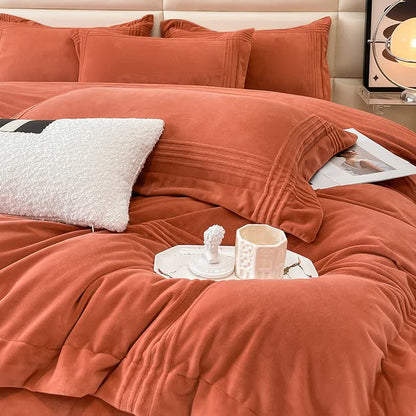 Fluffy Solid Color Flannel Bedding Set(4PCS) - image 5