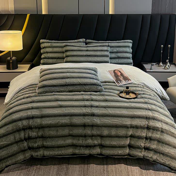 Vintage Luxurious Plush Fleece Bedding Set(4PCS) - image 10