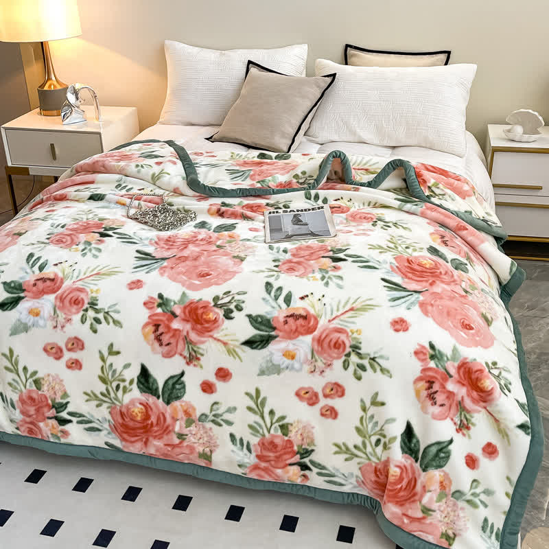 Floral Style Reversible Flannel Blanket - image 2