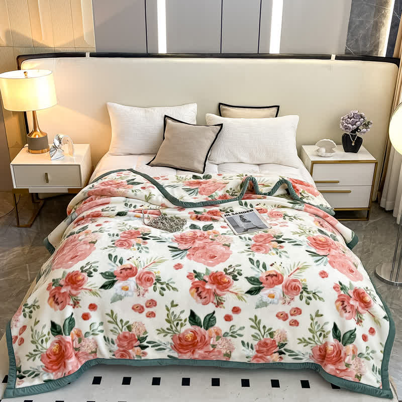 Floral Style Reversible Flannel Blanket - image 1