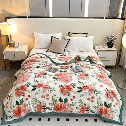 Floral Style Reversible Flannel Blanket - image 1