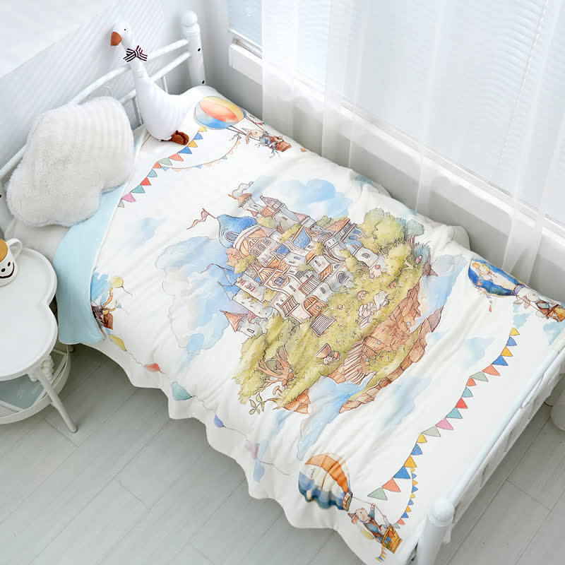 Wonderland Castle Cotton Baby Quilt - 47"W x 59"L - image 0