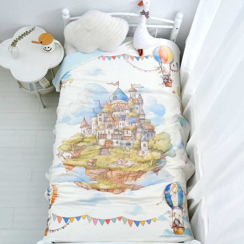 Wonderland Castle Cotton Baby Quilt - image 1