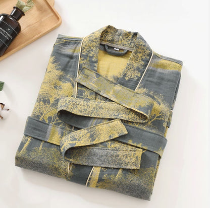 Double Layered Cotton Gauze Neutral Bathrobe - image 1