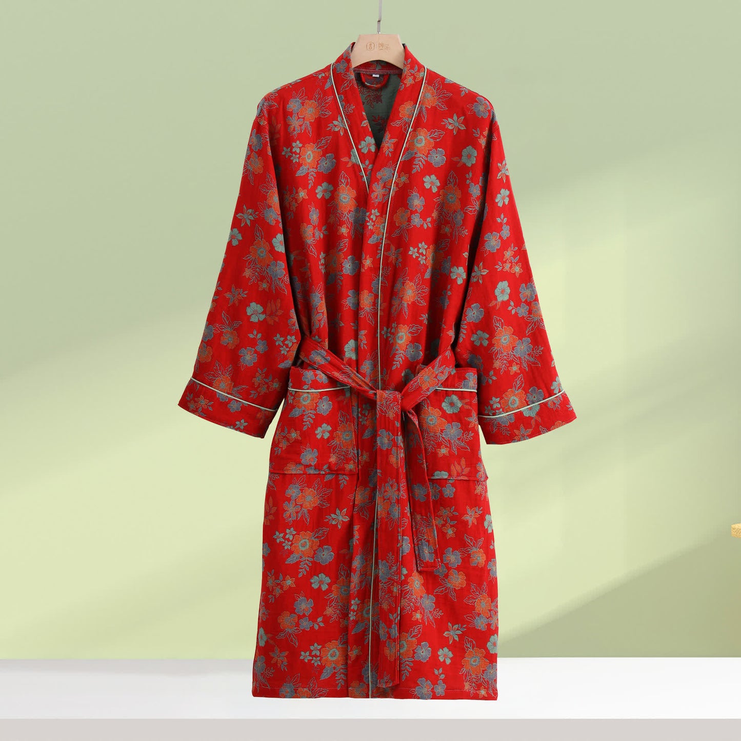 Kimono Cotton Gauze Floral Bathrobe - image 1