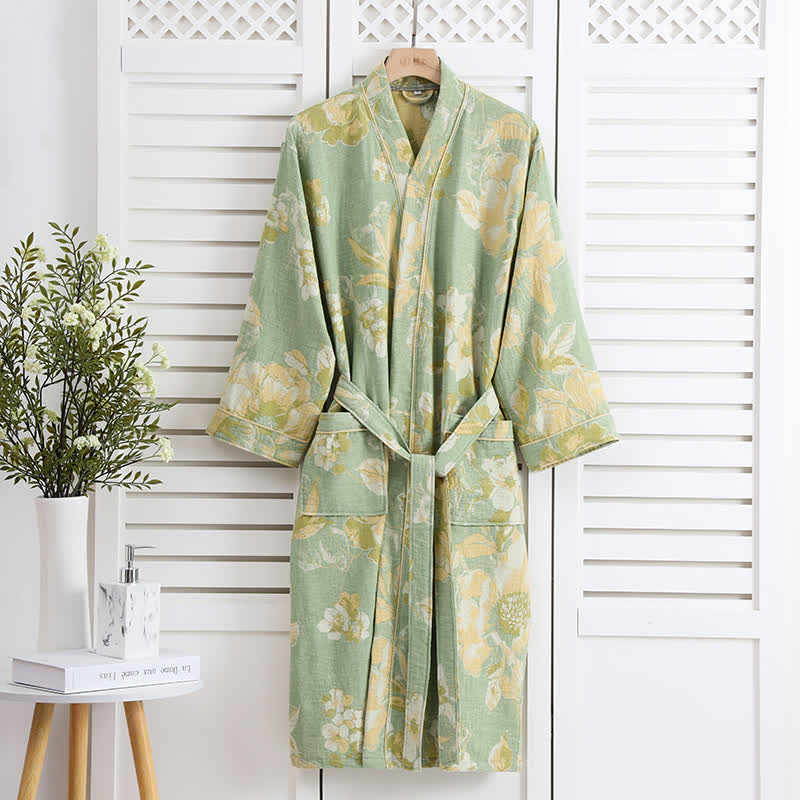 Pure Cotton Elegant Floral Soft Bathrobe - image 1