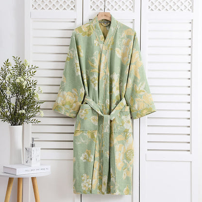 Pure Cotton Elegant Floral Soft Bathrobe - image 1