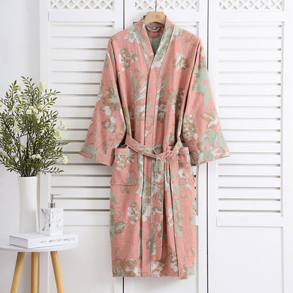 Pure Cotton Elegant Floral Soft Bathrobe - image 3