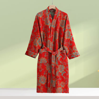 Luxurious floral Kimono Cotton Gauze Bathrobe - XL - image 0