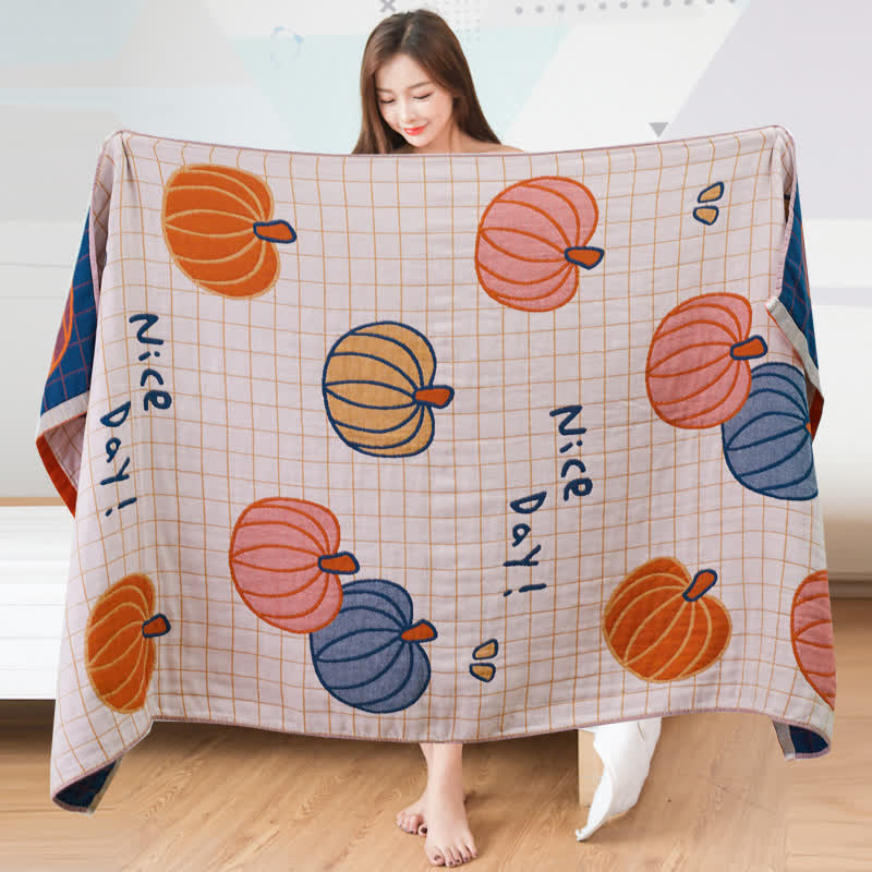 Nice Day Pumpkin Cotton Gauze Bath Towel - 29" x 59" - image 0