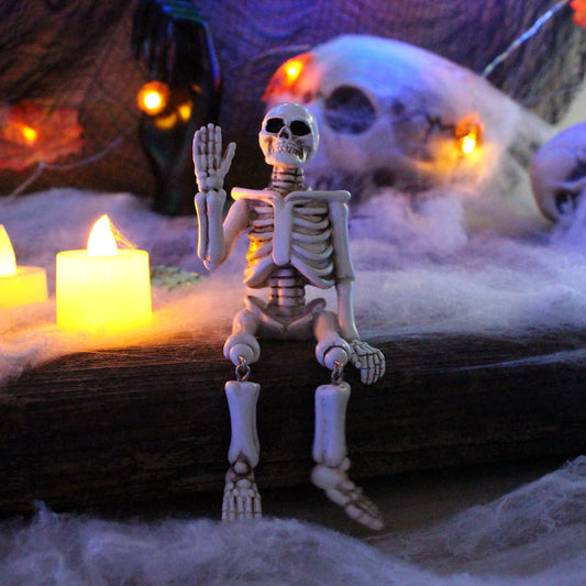 Halloween Resin Waving Hand Skeleton Ornament - 3.23"W x 2.24"L x 5.35"H - image 0