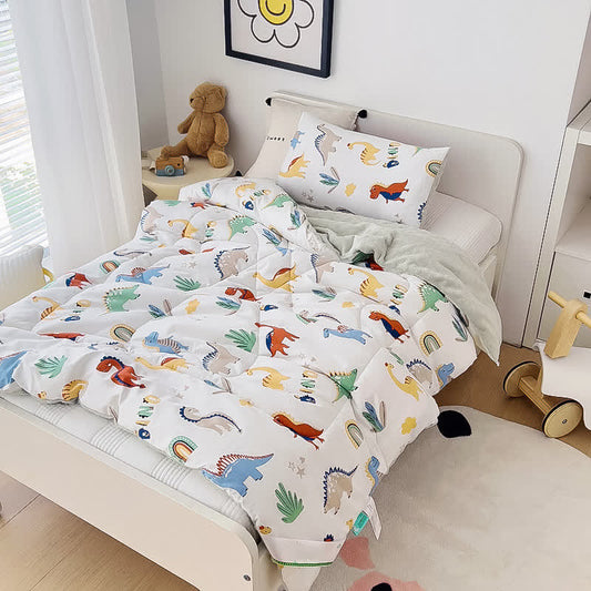 Cotton Dinosaur World Toddler Quilt - 1pc Pillowcase - 12" x 19" - image 0