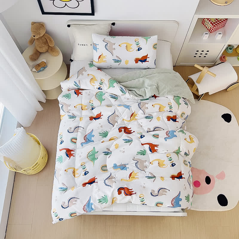 Cotton Dinosaur World Toddler Quilt - image 1