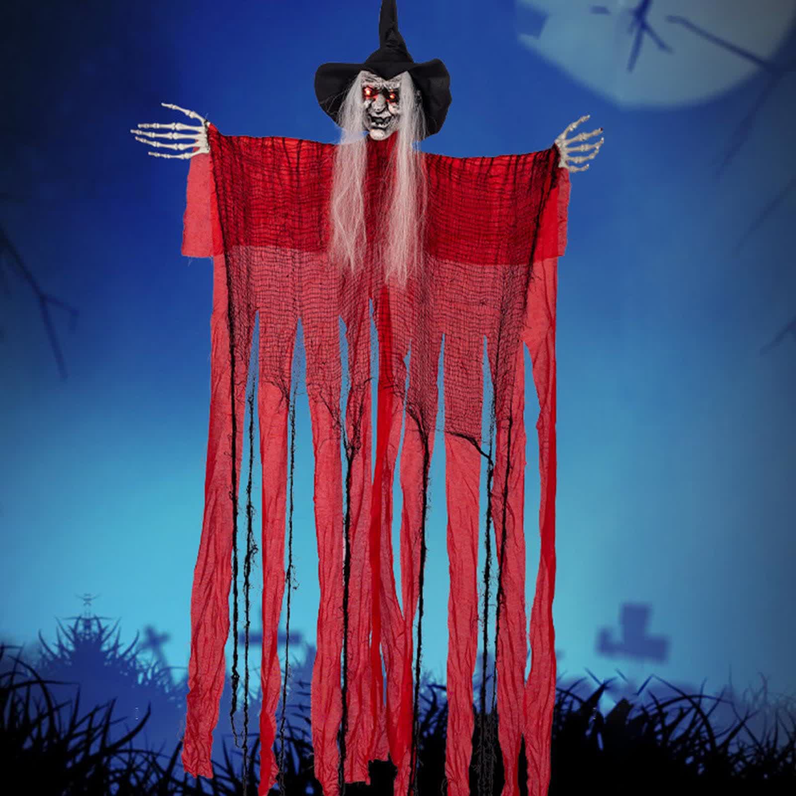  Voice-activated Glowing Witch Hanging Ornament  - 90cm x 170cm - image 0