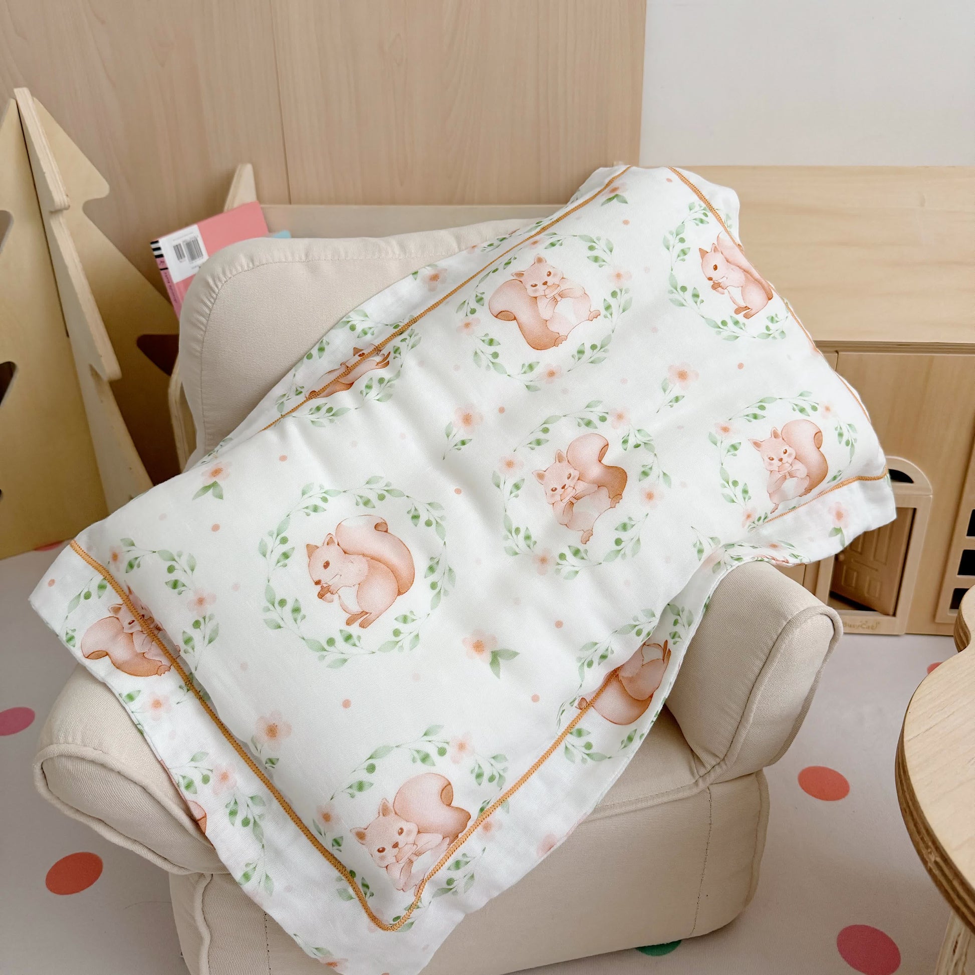 Squirrel Bamboo Fiber Baby Toddler Quilt - 1pc Pillowcase - 19" x 31" - image 11