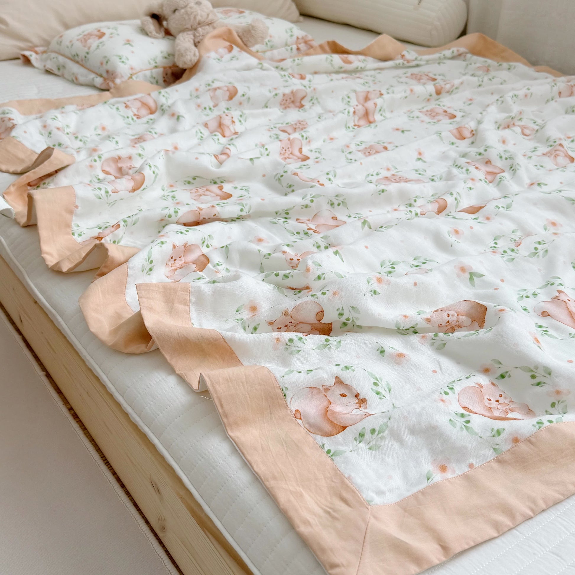 Squirrel Bamboo Fiber Baby Toddler Quilt - image 12