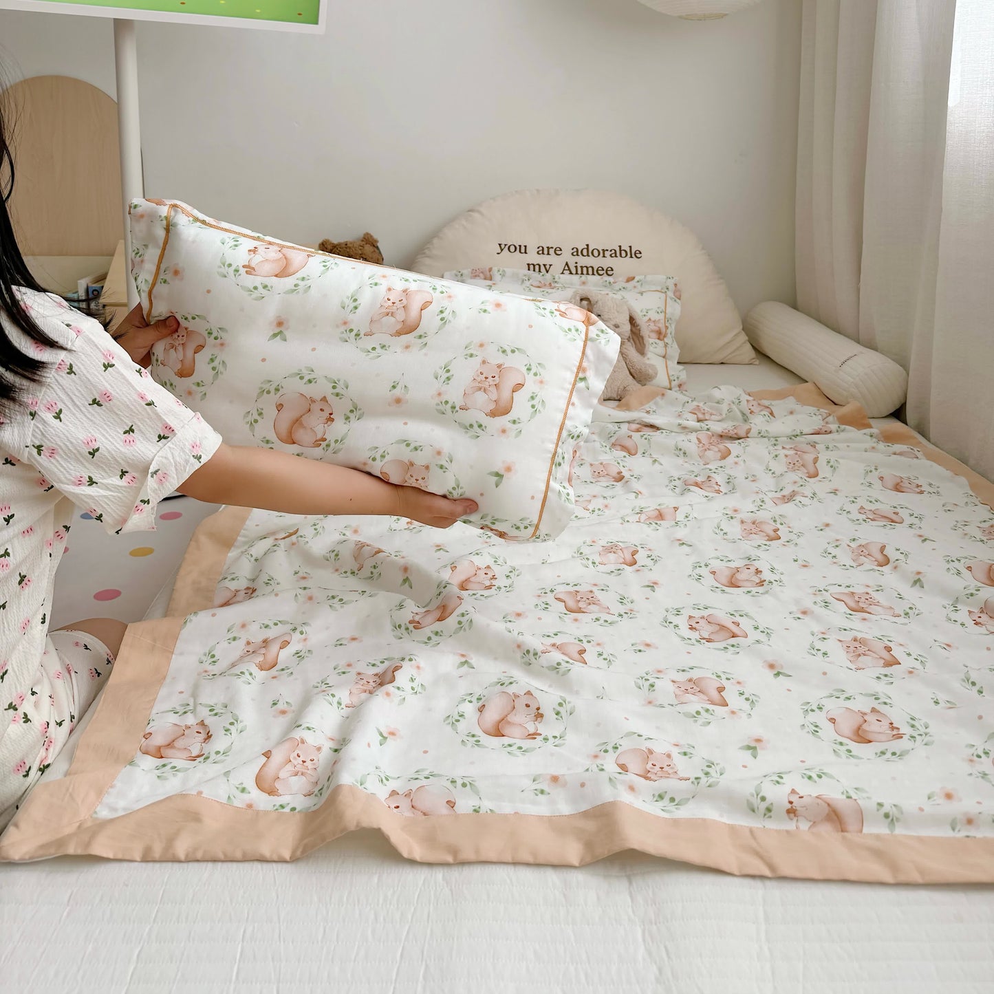 Squirrel Bamboo Fiber Baby Toddler Quilt - image 4