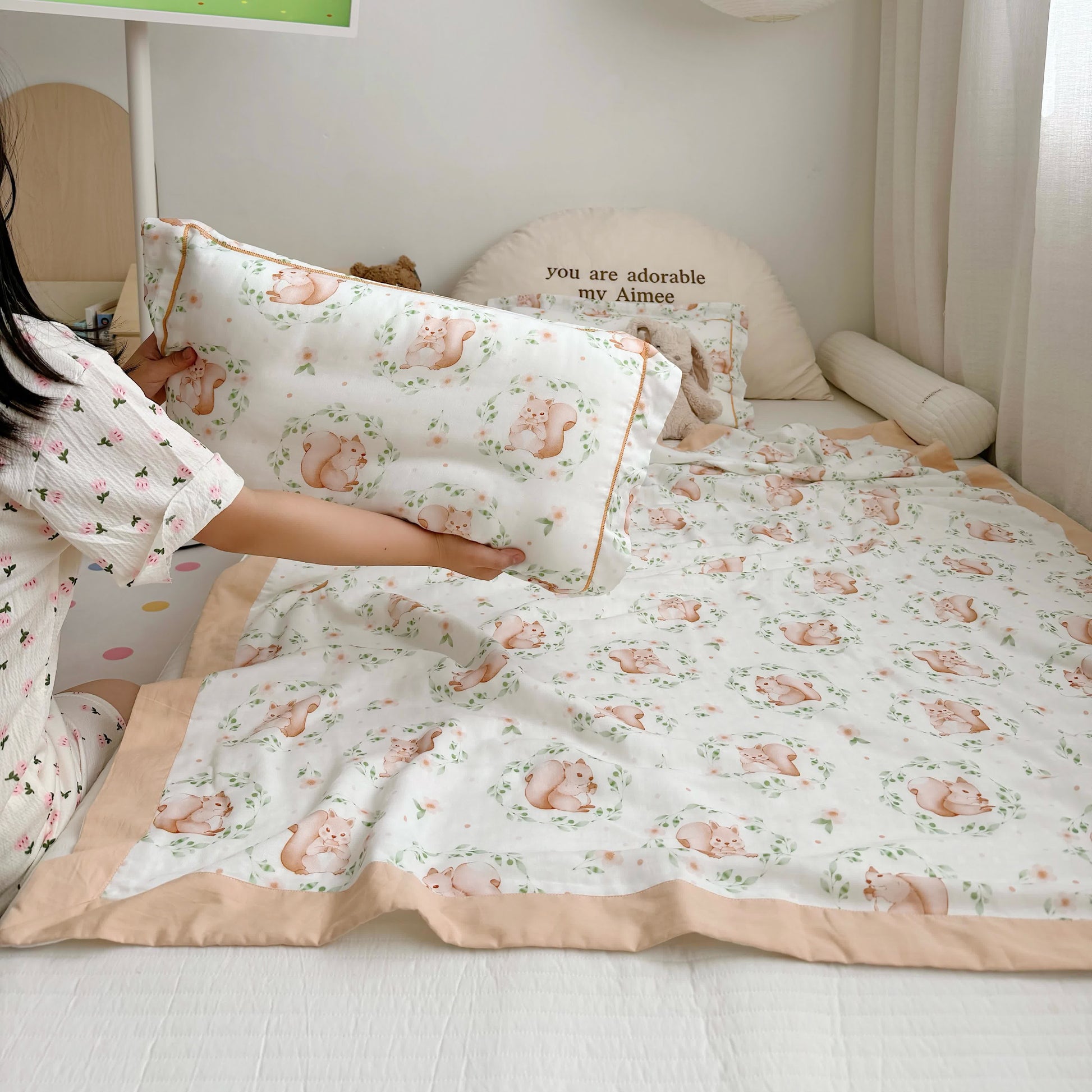 Squirrel Bamboo Fiber Baby Toddler Quilt - image 4