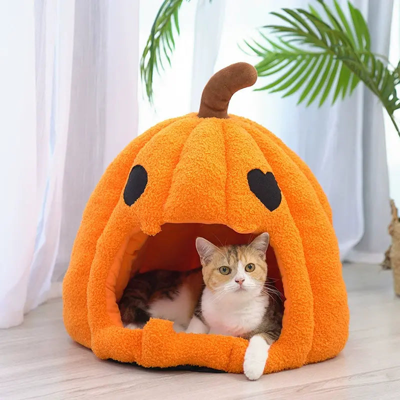 Halloween Pumpkin Soft Pet Bed - 16" x 16" x 12" - image 0