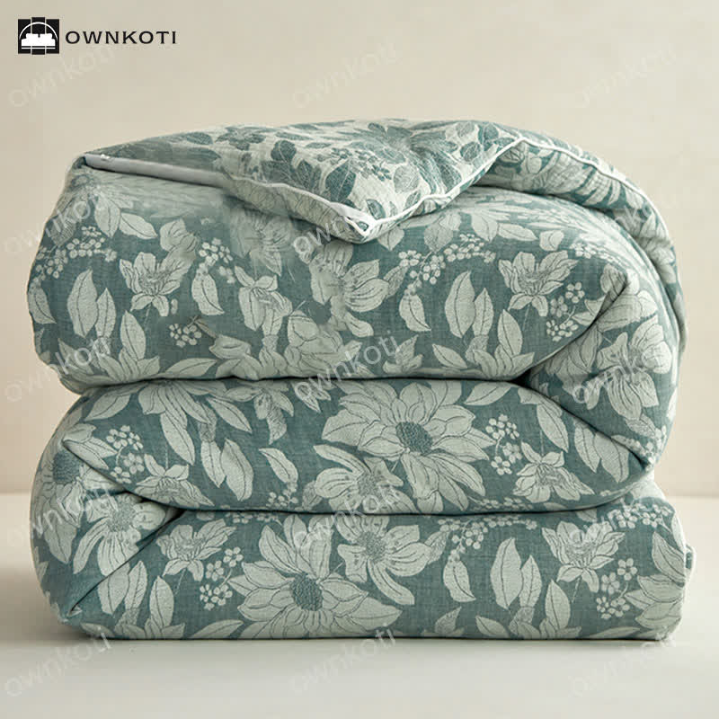 Yarn-dyed Jacquard Cotton Floral Quilt - image 4