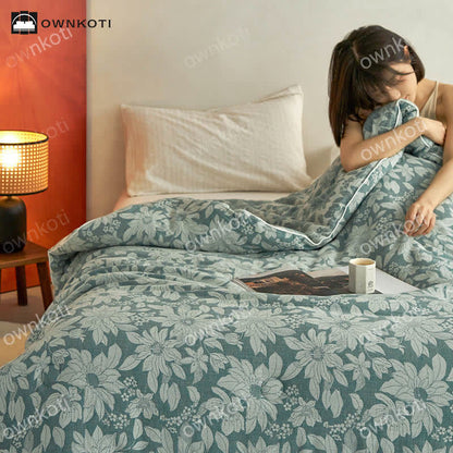 Yarn-dyed Jacquard Cotton Floral Quilt - image 3