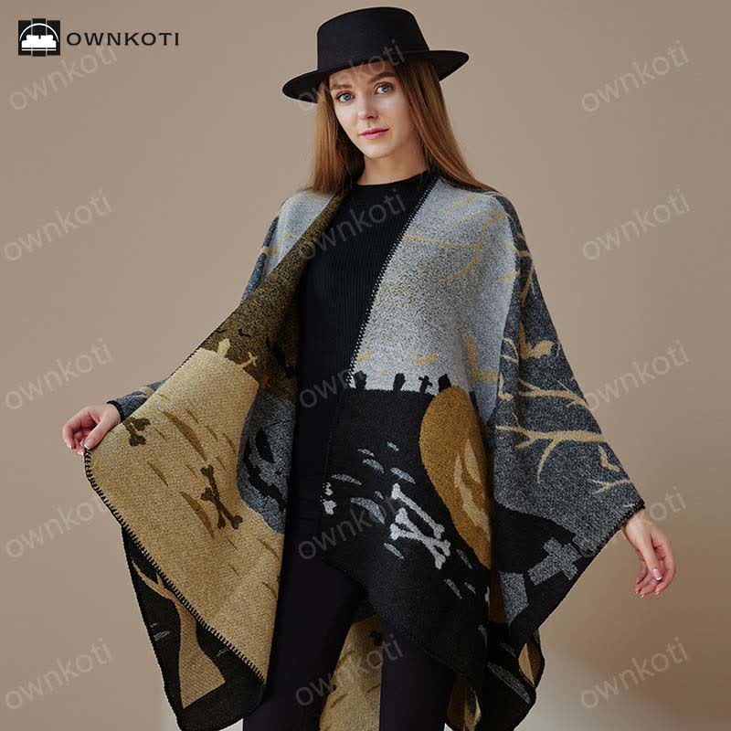 Retro Pumpkin Acrylic Fiber Shawl Wrap - 63" x 55" - image 0