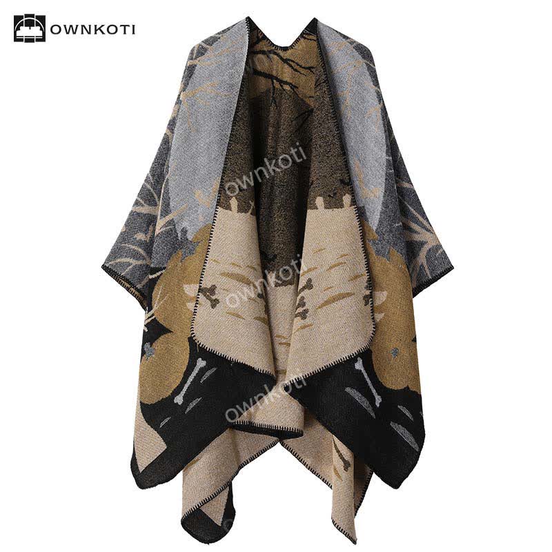 Retro Pumpkin Acrylic Fiber Shawl Wrap - image 1