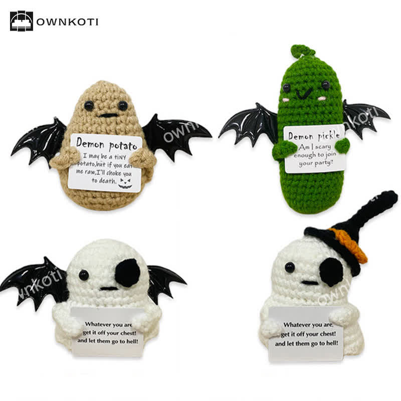 Halloween Winged Ghost Crochet Ornament - image 0