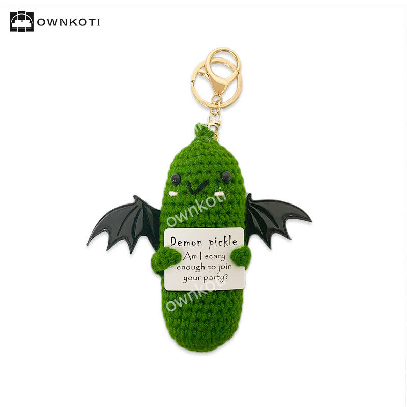 Halloween Winged Ghost Crochet Ornament - Cucumber - With Chain - image 4