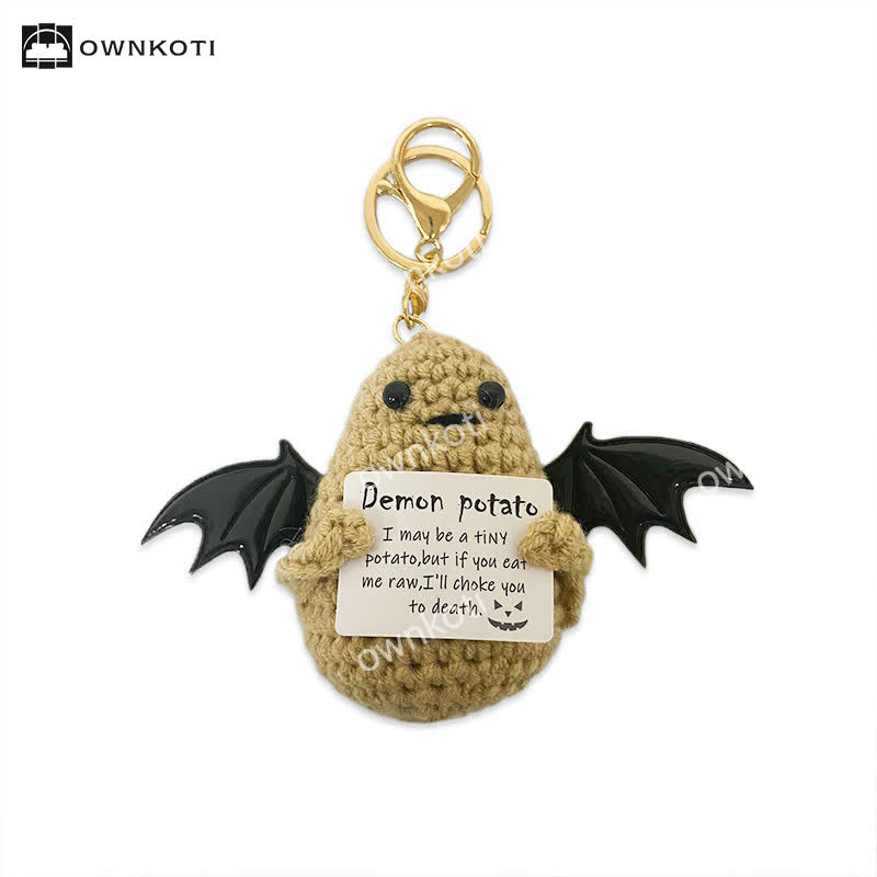 Halloween Winged Ghost Crochet Ornament - Potato - With Chain - image 2