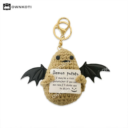 Halloween Winged Ghost Crochet Ornament - Potato - With Chain - image 2