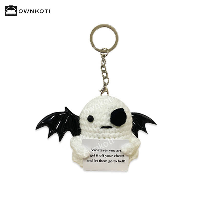 Halloween Winged Ghost Crochet Ornament - Ghost - With Chain - image 6