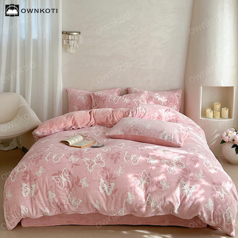 Butterfly Velvet Warm Bedding Set(4PCS) - image 1