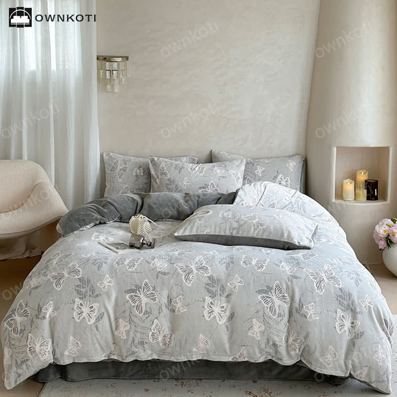 Butterfly Velvet Warm Bedding Set(4PCS) - image 7