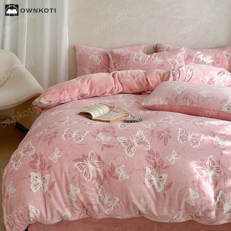 Butterfly Velvet Warm Bedding Set(4PCS) - image 2