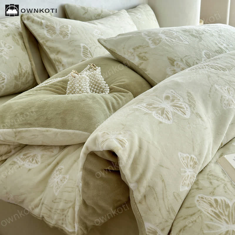 Butterfly Velvet Warm Bedding Set(4PCS) - image 9